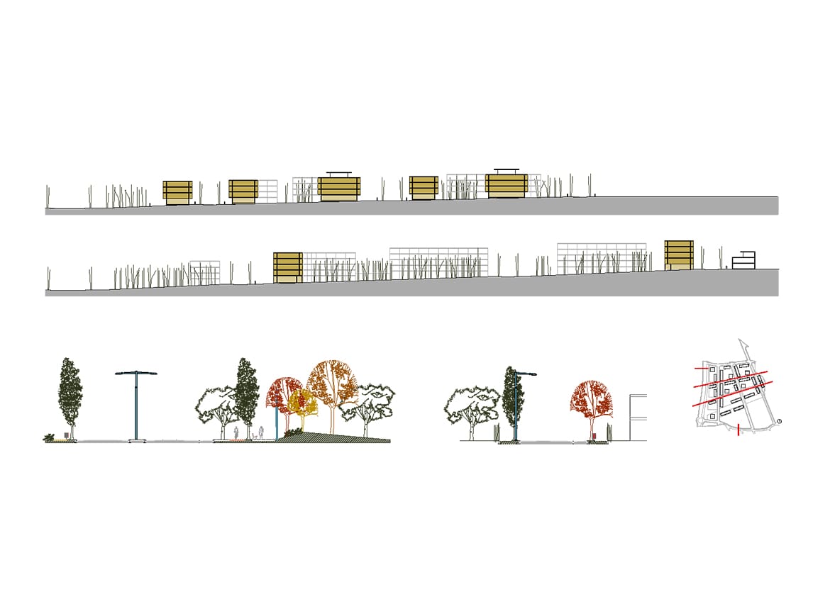 Proposed elevations and sections. Urban Plan 'Sector PP7 - La Freixa' (Valls)