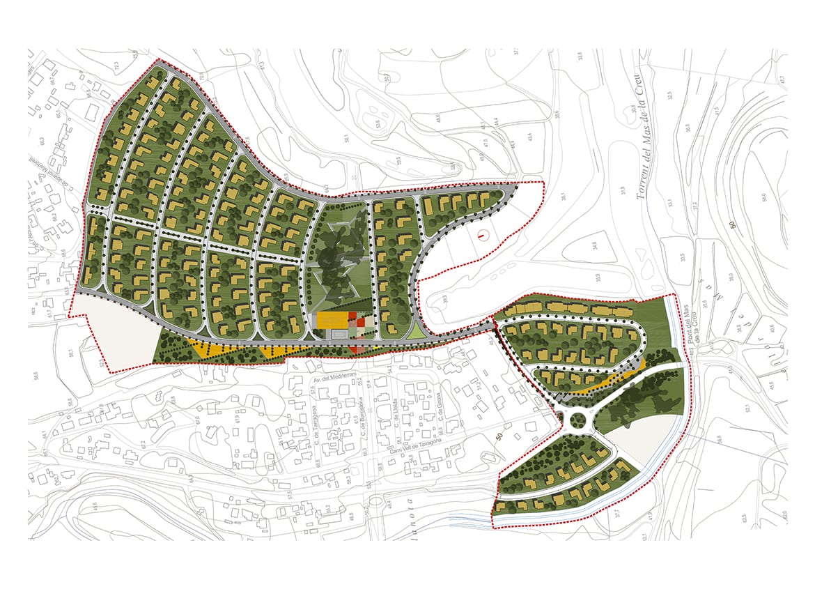 Planta de la ordenación propuesta del Plan Parcial Urbanístico 'PP17 i PP08 - Park Mestral' (El Catllar)